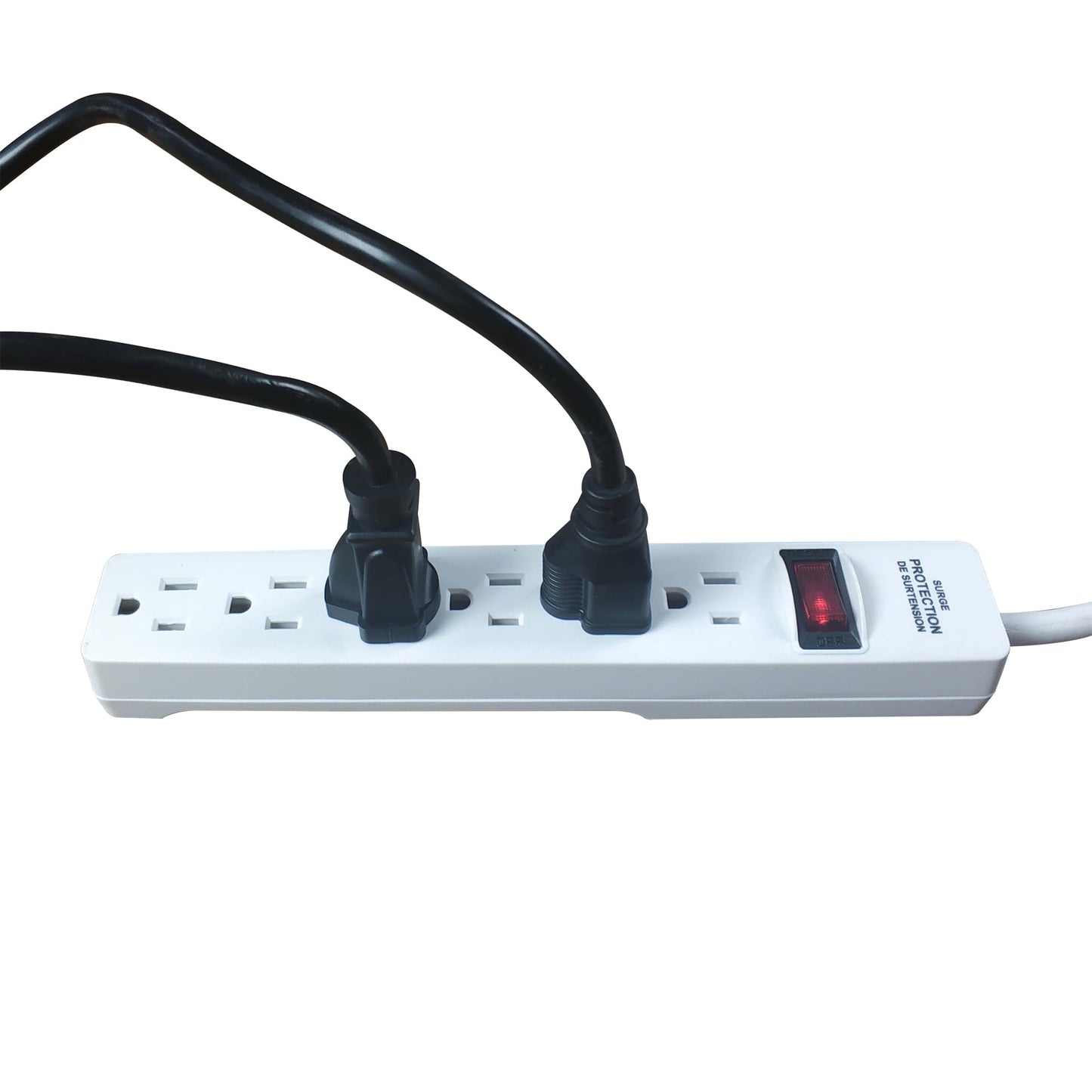 2 Pack 6-Outlet Surge Protector with 2.5 Ft Cords 500-Joule, White