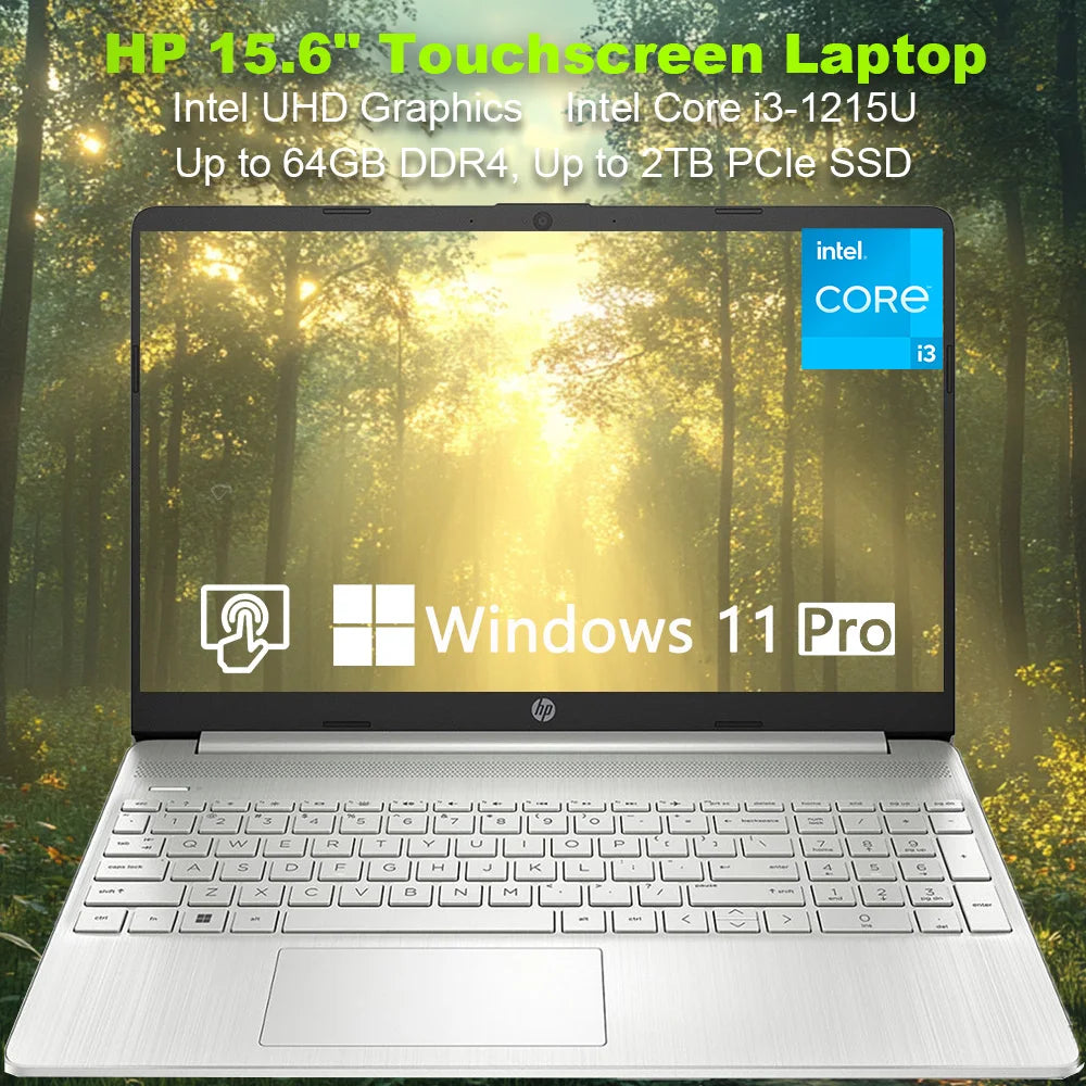 the latest HP 2024 Laptop 15.6" touchscreen, powered by the Intel Core i3-1215U for smooth and efficient . customize it with up to 64GB of RAM and a massive 2TB SSD, giving you all the speed and storage . Plus, with Intel UHD Graphics and Windows 11 Pro